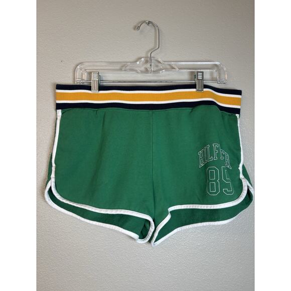 Tommy‎ Hilfiger Sweat Shorts Womens Large Green Elastic Waist Casual Logo - Picture 1 of 10